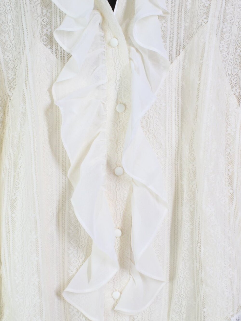 NWT Lauren Ralph Lauren Ruffle Trim Lace Shirt w Camisole, Winter Cream, US 8 - Picture 8 of 15